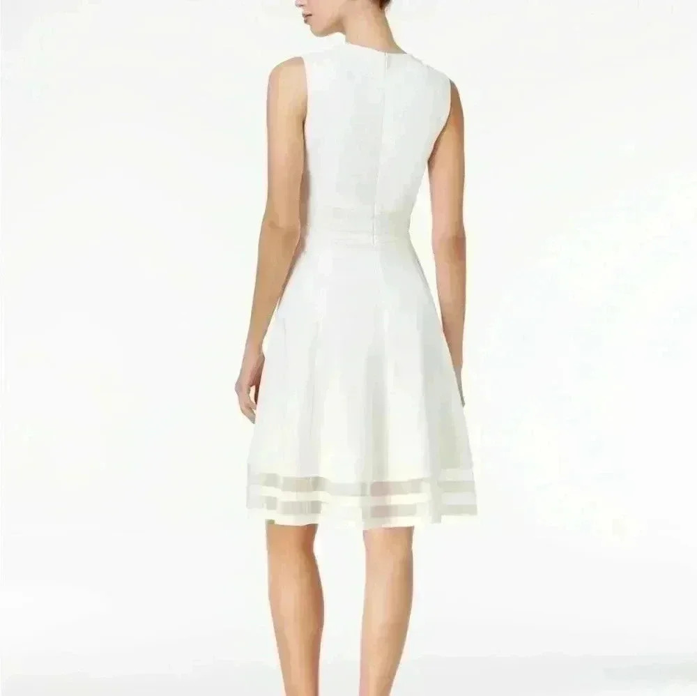 Calvin Klein Size 2 Illusion-Trim Fit & Flare Dress